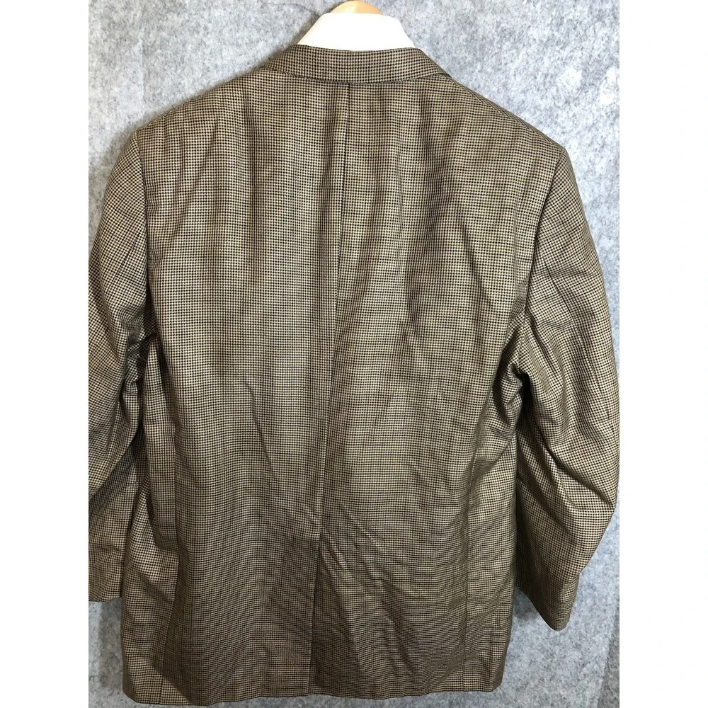 Hart Schaffner Marx Blazer Mens 46L Brown Houndstooth Wool Sport Coat Jacket USA